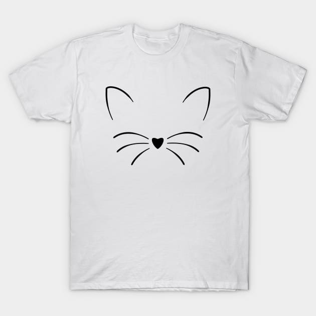 Cat Face Cute Mask Love Heart Pet Lover Animals Vegan T-Shirt by Kibo2020